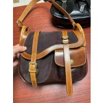 Thickened oil-waxed vegetable-tanned leather women's shoulder bag